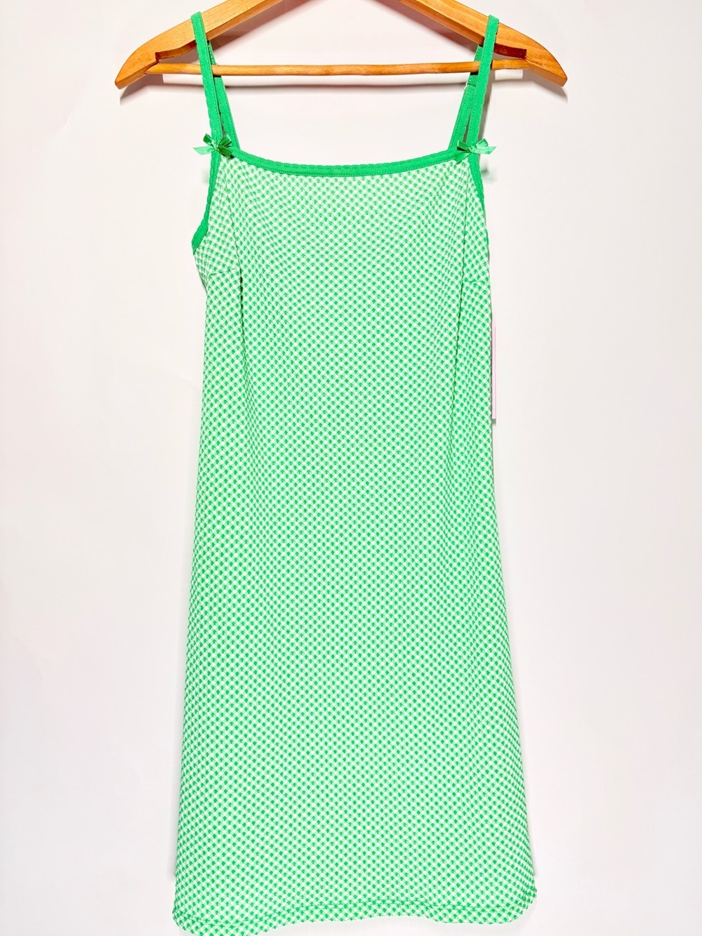 NWT Wild Fable Green Gingham Textured Mini Dress Small Adjustable Strap Target